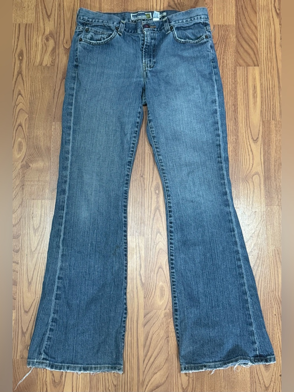❤️ Old Navy Sz 8 Vintage Women's Blue Flared Jeans Classic Distressed Denim (B1